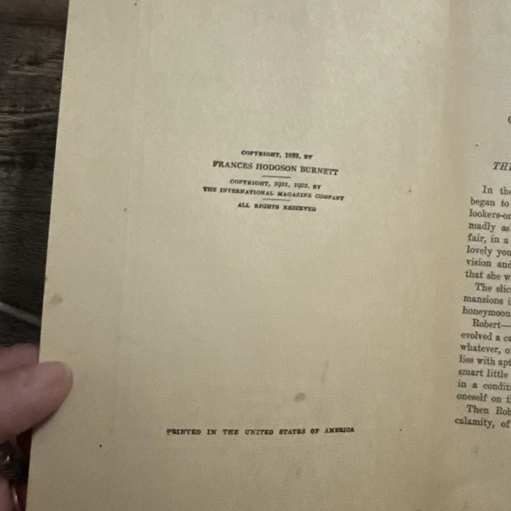 Frances Hodgson Burnett, Robin HC Vintage 1922 Pre Owned